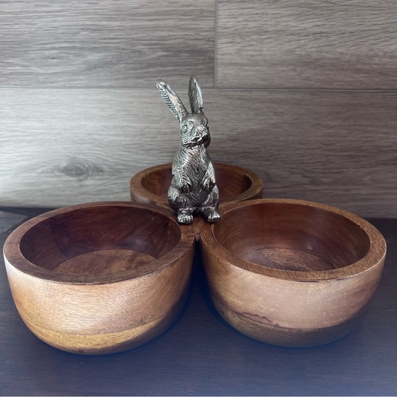Wooden Bowl Set with Rabbit Accent - Picture 1 of 9
